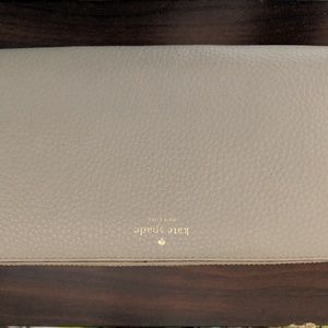 Kate Spade slim leather continental wallet beige